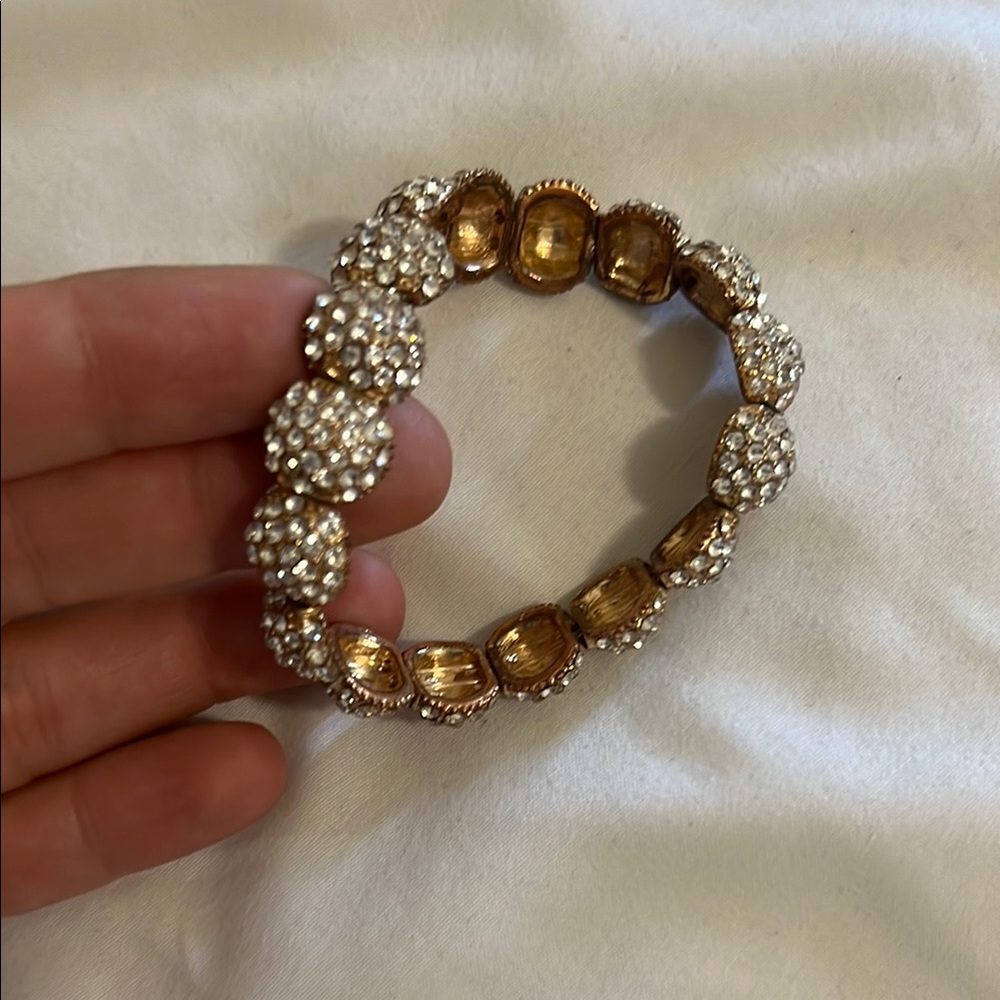 Elegant Gold and Silver Crystal Bracelet